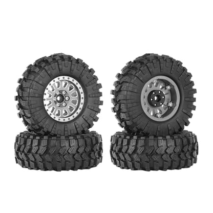 4PCS 1.3" Aluminum Alloy Beadlock Wheel Rims All-Terrain Tyre 70mm Rubber Tires Set with 5mm & 7mm Hex for 1/12 1/14 1/18 1/24 RC Rock Crawler Car Upgrade Parts (C-Gray) - color: C-gray