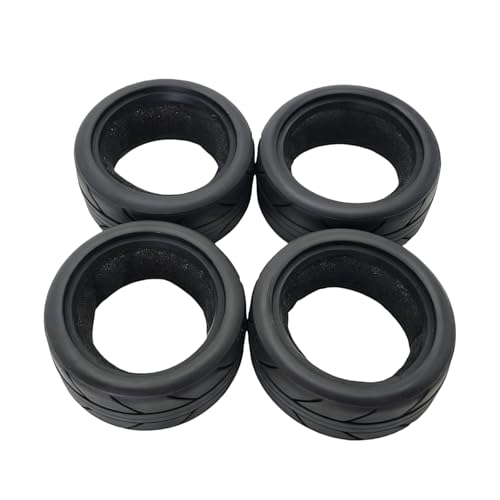 RC 1/10 On Road Tires 4PCS Soft Rubber Touring Car Tires with Foam Insert Compatible with Traxxas 4 Tec 2.0 Tamiya TT01 XV01 Kyosho WR8 HPI HSP WLtoys 1/10 RC Racing Car