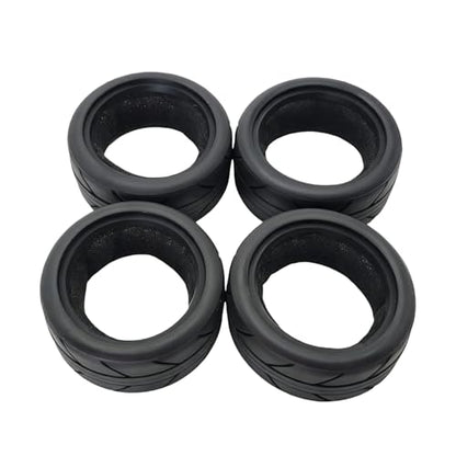 RC 1/10 On Road Tires 4PCS Soft Rubber Touring Car Tires with Foam Insert Compatible with Traxxas 4 Tec 2.0 Tamiya TT01 XV01 Kyosho WR8 HPI HSP WLtoys 1/10 RC Racing Car