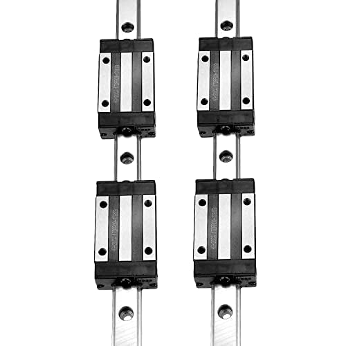 [2 Pack] HGR20/HGH20 500mm/ 19.68inch Linear Sliding Rail Guide with 4 HGH20CA Linear Bearing Sliding Carriage Block for 3D Printer, CNC Machine and Routers (500mm, HGR20/HGH20) - size: 500mm