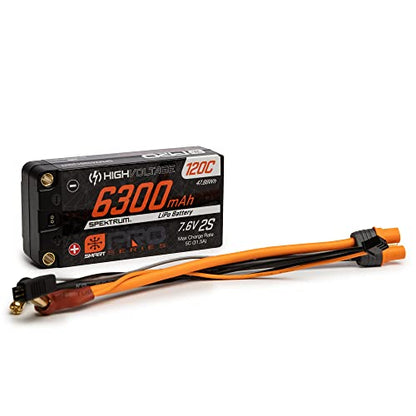 Spektrum 7.6V 6300mAh 2S 120C Smart Pro Race Shorty Hardcase LiHV Battery: Tubes, 5mm, SPMX632S120HT