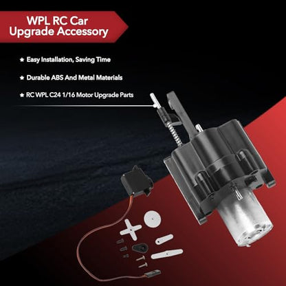 WPL Motor Upgrade Kit with 2-Speed Gearbox & High-Torque Servo ABS Transmission System for 1/16 Scale RC Cars Compatible with WPL C14 C24 C34 Models, Heavy Duty Replacement Parts