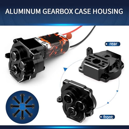 Aluminum Transmission Housing Gearbox Case for TRX4M 1/18th RC Crawler Car Upgrade Parts Accessories (Black) - color: Black