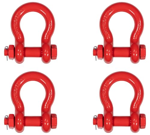 Mytee Products 4 Pack 1" Anchor Shackle Forged Carbon Steel w/Safety Screw Pin Load Limit 17,000 lbs, Double Rust Protection Heavy Duty D Ring Bolt Type Shackle for Towing, Rigging - color: 4 - Pack, size: 1" (8.5 Ton WLL), style: Bolt Type Threaded Cotte
