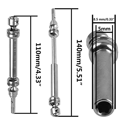 2Pairs ShareGoo Front & Rear Steel Drive Shaft Transmission Axle Compatible with Traxxas Slash 4X4 Nitro Rustler VXL Stampede 4X4 1/10 RC Car Truck (Blue) - color: Blue