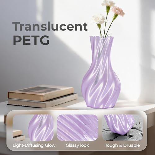 Official CREALITY PETG 3D Printer Filament 1.75mm 1KG ClearlightPurple | High Precision Strong Toughness, Odorless Better Flow Moistureproof 3D Printing Ender Filament - color: Petg-1kg Clearlightpurple, size: 1.75 mm