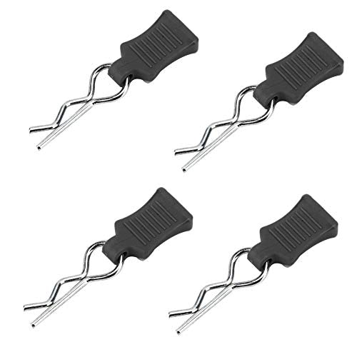 4pcs Universal RC Car Body Clips with Pull Tabs Pins for 1/8 1/10 /12 RC Car Shell Replacement Parts (Black) - color: Black