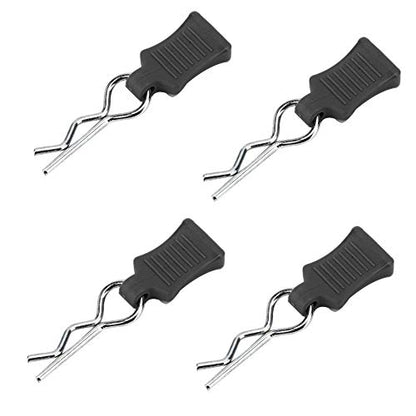4pcs Universal RC Car Body Clips with Pull Tabs Pins for 1/8 1/10 /12 RC Car Shell Replacement Parts (Black) - color: Black