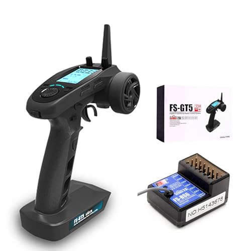 Flysky FS-GT5 6CH AFHDS RC Transmitter with FS-BS6 Receiver | AFHDS 2A, ABS Brake, F.SAFE Fail-safe, CRAWL & SVC Modes, 20‑Model Memory, Gyro Stability, 6CH output, for Car/Boat