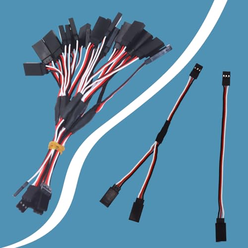 JST Y Splitter and Extension Cable Kit, 3pcs 1 Male to 2 Female RC Servo Y Harness + 3pcs JST to JR Futaba Extension Leads, 3 Pin 15cm Servo Connector Wires for RC Airplanes Cars Helicopters, 6pcs