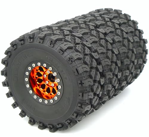 RC 1.9 Beadlock Wheels Negative Offsets 8mm and Tires for 1/10 SCX10 SCX10 SCX10 Pro TRX4 TRX6 Gen7/8 RC Crawler Remote Control Car Upgrades Aluminum 1.9 Wheel Rims (Orange Black) DK - color: Orange Black