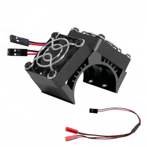 Dual 40mm RC Motor Cooling Fan 40-42mm Compatible with 1/7 1/8 Arrma Traxxas RC Car Fit 4068 4074 4082 4268 4274 Motors (Black) - color: black