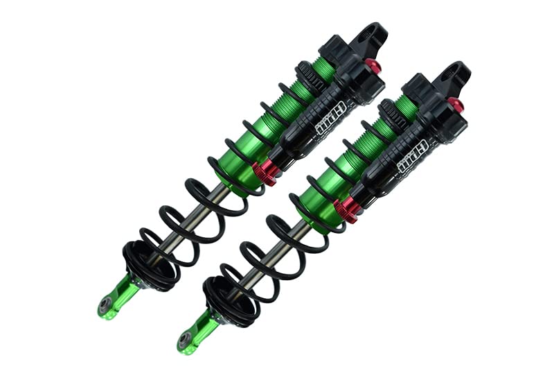 GPM Aluminum 6061-T6 Rear L-Shape Piggy Back (Built-in Piston Spring) Adjustable Spring Dampers 143Mm - 2Pc Set for TRAXXAS 1/8 4Wd Sledge Monster Truck-95076-4 (Green) - color: Green