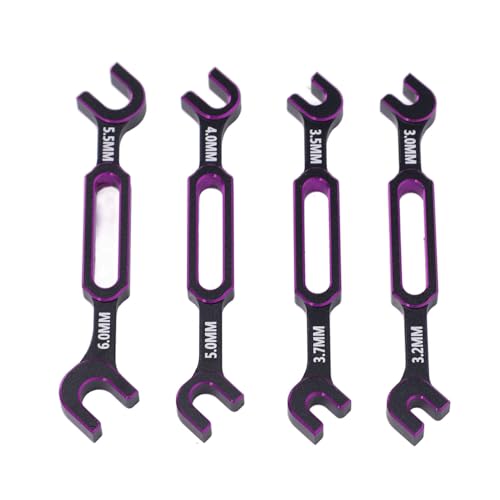 SUNGOOYUE 4PCS RC Wrench, Aluminum Alloy Turnbuckle Nut Ball Joint Remover with 3.0mm 3.2mm .5mm .7mm 4.0mm 5. 5.5mm 6., for RC Car Boat Drone Crawler Truck Plane Robot DIY (Purple) - color: Purple