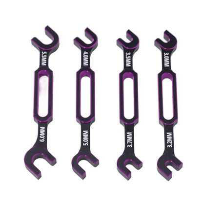 SUNGOOYUE 4PCS RC Wrench, Aluminum Alloy Turnbuckle Nut Ball Joint Remover with 3.0mm 3.2mm .5mm .7mm 4.0mm 5. 5.5mm 6., for RC Car Boat Drone Crawler Truck Plane Robot DIY (Purple) - color: Purple