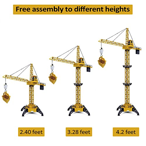 KNACKTOYZ 6 Channel Remote Control Crane Toy for Kids - 50.4 inch RC Tower Crane with LED Lights & Sounds, 680° Rotation Lift Construction Vehicles, Excavator Toy for Ages 4,5,6,7,8 Boys & Girls