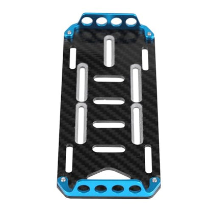 RC Battery Mount Plate, Aluminium Alloy Carbon Fiber Battery Protective Plate 15.5x6.2x1.5cm/6.10x2.44x0.59in Mounting Board for 1/10 Scale RC Car (Blue) - color: Blue