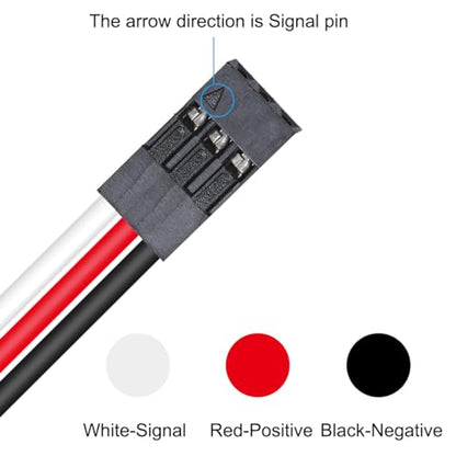 8 Pcs 7cm 3-Pin Male to Female Servo Extension Cable, Black, Red, White, Copper Core, High Current, Anti-Interference, Stable Signal, RC, Car, Plane, Helicopter, Drone