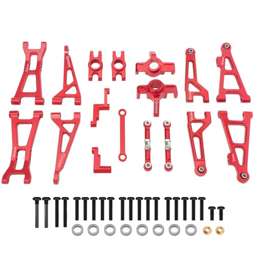 Aluminum Upgrade Kit, Front Rear Suspension Arms, Steering Knuckles & Hubs, R168Z Bearings for 1/16 MJX Hyper GO H16BM H16GT H16DR 16208 16209 16210 RC Truck Car Accessories Parts (Rde) - color: Rde