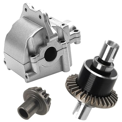 ShareGoo Metal Differential Gearbox Housing Cover & Differential Gear Set Compatible with WLtoys 144010 144001 144002 124016 124017 124018 124019 RC Car (Silver) - color: Silver