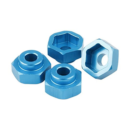 4 Sets 12mm to 17mm Hub Hex Adapter Converter & Locknut & Wrench for 1/8 RC Wheels Install on 1/10 On-Road Off Road Car Buggy Truck Truggy Tamiya Axial Traxxas HPI HSP Losi Kyosho, Blue - color: Blue