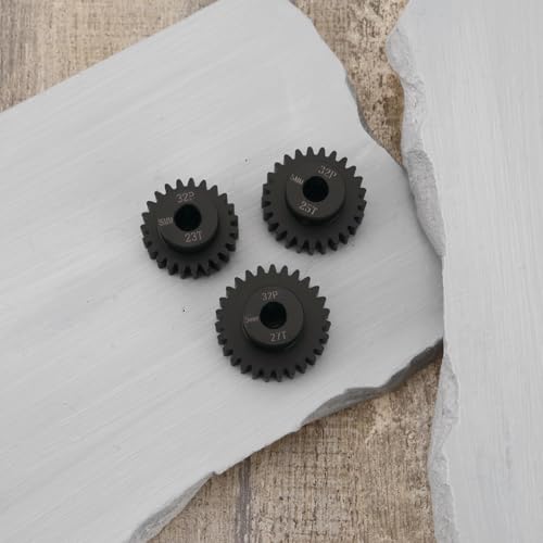 3Pcs RC Pinion Gear 32P 5mm Mod 0.8 Pinion Gear Set 23T 25T 27T 40CRO Chrome Steel Pinion Motor Gear Suitable for 32 Pitch RC Car Truck Spur Gear
