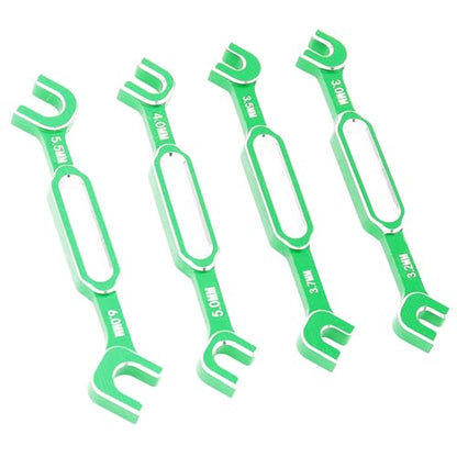 4PCS RC Car Wrenches Turnbuckle Nut Ball Joint Remover Aluminum Alloy RC Maintenance Spanner 3.0‑6.0mm (Green) - color: Green