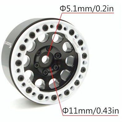 RC 1.9 Beadlock Wheel Rims Hex 12mm Aluminum Wheels Adjustable for Traxxas TRX4 Axial SCX10 Gen8 1/10 RC Crawler Car (Black White) - color: Black White