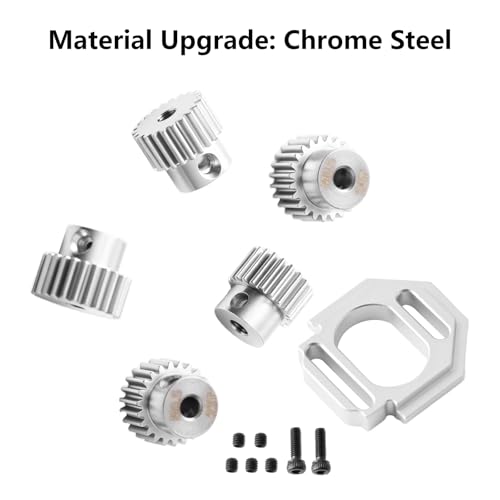 GLOBACT Chrome Steel 0.5M Gear 21-25T & Motor Mount for Typhon Mojave GROM