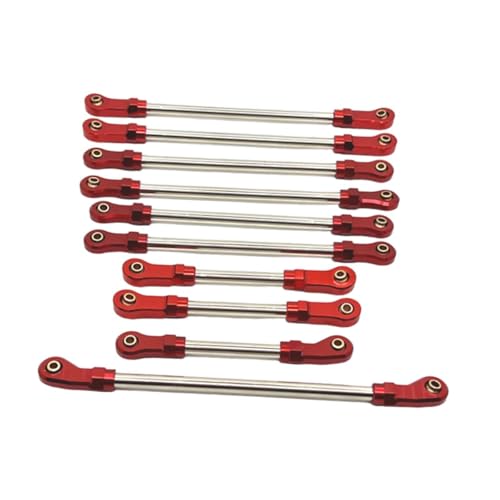 10 Pieces Steering Servo Link RC Car Pull Rod Metal Upgrade Linkage Model Parts Sturdy Construction Suitable for WLtoys 1/10 RC Truck, red - color: Red