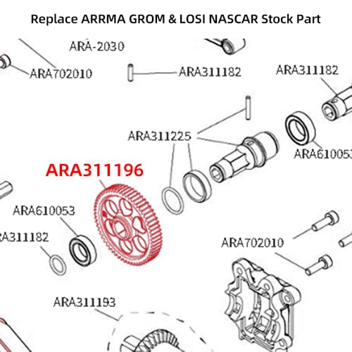 GLOBACT Cr Steel 0.5M 59T Spur Gear for Arrma Grom Losi RC Truck Racecar