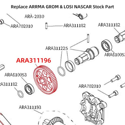 GLOBACT Cr Steel 0.5M 59T Spur Gear for Arrma Grom Losi RC Truck Racecar