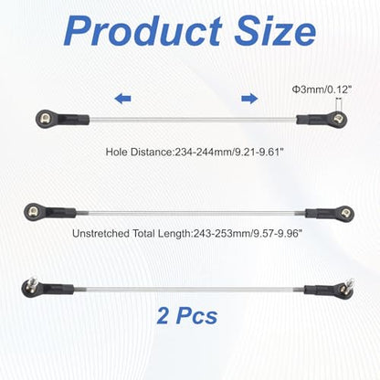 MECCANIXITY 2Pcs Adjustable Turnbuckles Camber Link, 234-244mm Turnbuckle Rod Steering Servo Linkage with M3 Ball Head Rod Ends for RC Car Replace Parts - size: 234-244mm