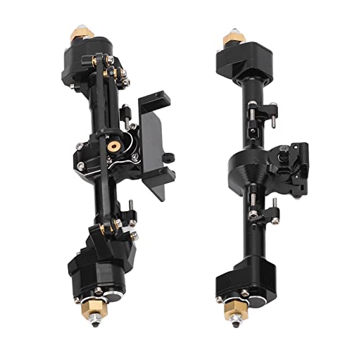 RC Car Metal Front Rear Portal Axle Set Assembly, Aluminum Alloy Housing with CNC Machined Steel Gears for Axial 1/24 SCX24 Upgrade (Black) - color: Black