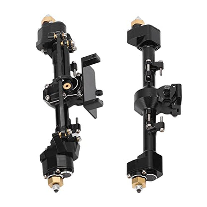 RC Car Metal Front Rear Portal Axle Set Assembly, Aluminum Alloy Housing with CNC Machined Steel Gears for Axial 1/24 SCX24 Upgrade (Black) - color: Black