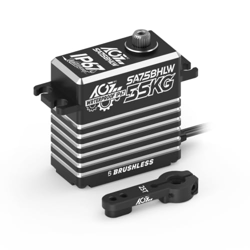 AGFRC 55KG Waterproof Brushless 1/10 1/8 RC Servo Motor(SA75BHLW) | 55KG High Torque, 0.110sec Speed, IP67 Waterproof, Programmable, Full Metal Gear, Ideal for 1/8 1/10 Rigs/Boats
