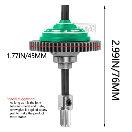 54T Main Gear&Differential Case Upgrades Part for 1/10 Slash/Rustler/Stampede/Hoss 4X4(VXL),Slash 4WD(Platinum/Ultimate),Metal Slipper Clutch Eliminator Differential Locker Gear.Green - color: Green(54t)