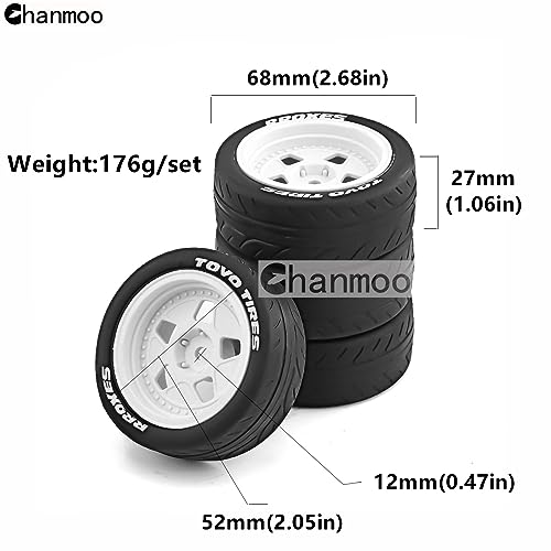 1/10 RC Racing Car Tire Rally On Road Tyres 12mm Hex Hard Plastic Wheels Rim for 1：10 Scale Drift Car Tamiya TT01 TT02 XV01 TA06 A959 PTG2 144001 HPI KYOSHO WR8 HSP PTG2 Traxxas 4PCS (Brown) - color: Brown