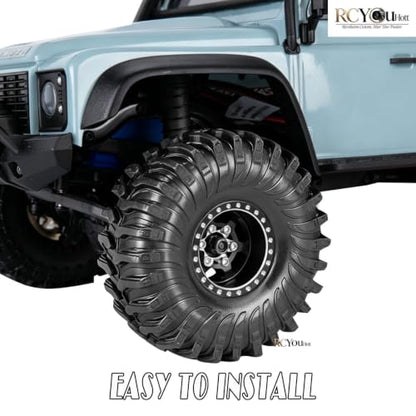 RC 1.0 Beadlock Wheels Tires Set for 1/24 SCX24 FCX24 1/18 Trx4m RC Crawler Car,Aluminum Wheel Rims/Soft Rubber Tires Wheel Tire,(4PCS) 1.0 Beadlock Wheels,Black - color: Black- (Wheel Tires)
