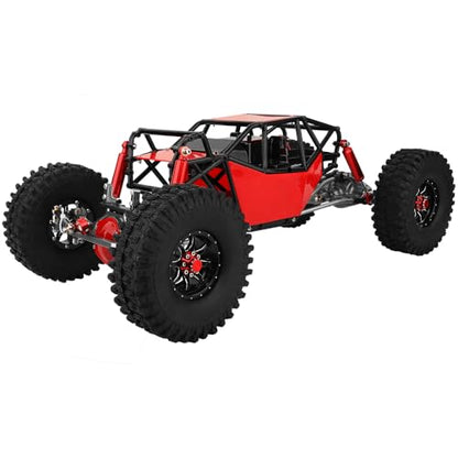 Metal DIY 330mm Wheelbase Rock Buggy Frame Chassis Crawler with SCX10 Straight Axles Nylon Tube Roll Cage for 1/10 RC Crawler Axial SCX10 Upgrades (red)