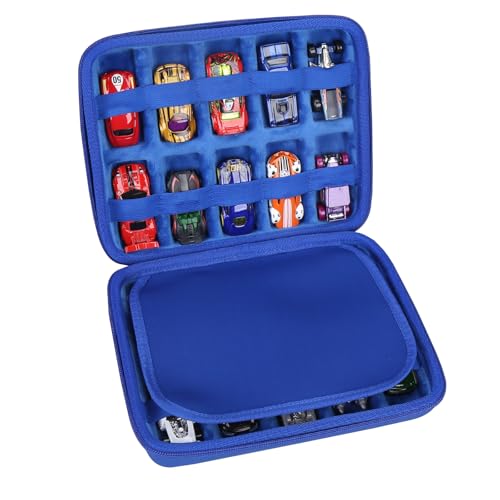 Shockproof Carrying Case for Hot Wheels 20 Cars, Case Only (All Blue) - color: All Blue