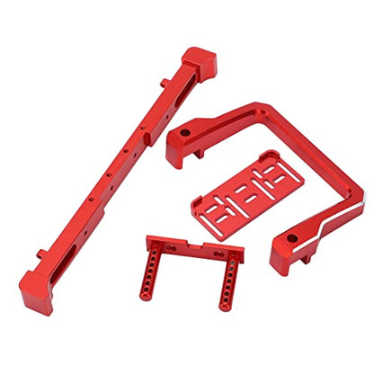 1/10 Scale RC Car Front Bumper Aluminum Alloy Anti Collision Bar with Winch Mount for SCX10 90046 90047 103007 RC Crawler Accessories (Red)