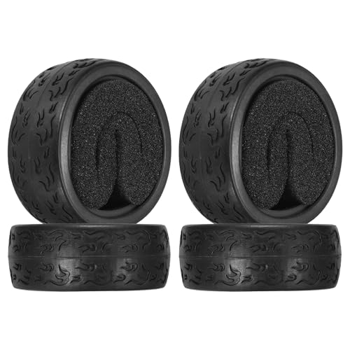 uxcell 4Pcs Soft Rubber RC On-Road Car Tyres D19-Type Sponge Inside for RC 1/10 HSP Tires Scale Touring On-Road Racing DIY Model Car- 62mm(2.44") OD x 26mm(1") Width, Black