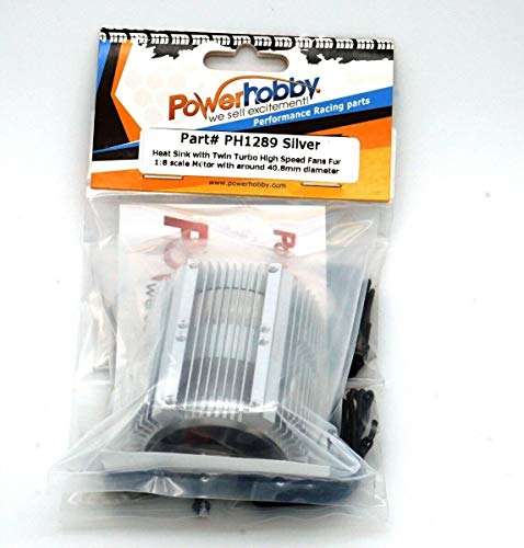Aluminum Heat Sink with Twin Turbo High Speed Fans for 1:8 Motors (40.8mm Diameter) - RC Vehicles - color: Silver