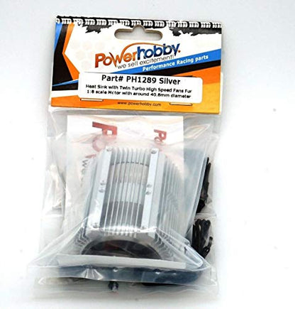 Aluminum Heat Sink with Twin Turbo High Speed Fans for 1:8 Motors (40.8mm Diameter) - RC Vehicles - color: Silver