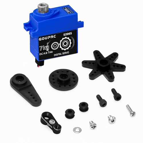 GOUPRC 7KG RC Digital Micro Servo Metal Gear Servo with Servo Hron for TRX4 TRX6 SCX10 III 1/10 RC Crawler Car Upgrade Parts (Black 1 PC)