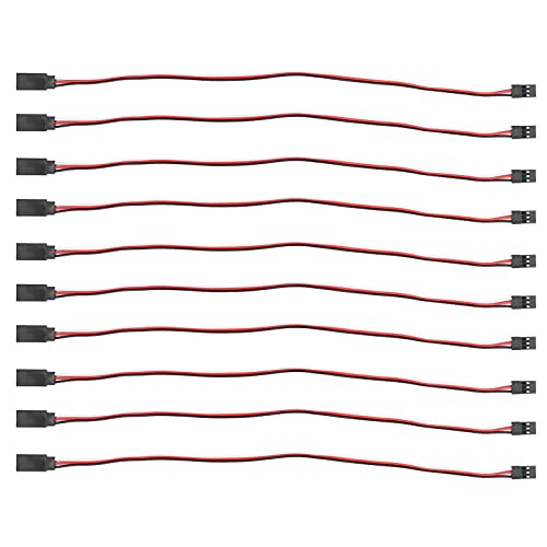 10PCS 3 Pin Servo Extension Cable Futaba JR RC Car Helicopter Aircraft Brass Core Connector Wire (300mm Male to Female) - size: 300mm male to female