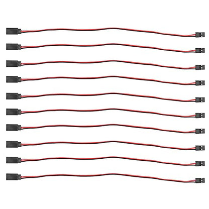 Servo Extension Cable 3 Pin Brass Core High Conductivity Flexible Durable Wire for RC Cars Drones Helicopters Aircraft 10PCS Set (300mm Male to Female) - size: 300mm male to female