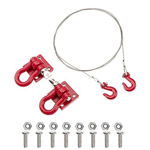 Metal RC Rescue Tow Hook with Steel Trailer Chain Tow Rope Simulation Compatible with Axial SCX10 Tamiya CC01 D90 D110 TF2 TRX4 1/10 RC Crawler Car Truck