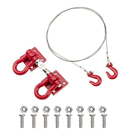 Metal RC Rescue Tow Hook with Steel Trailer Chain Tow Rope Simulation Compatible with Axial SCX10 Tamiya CC01 D90 D110 TF2 TRX4 1/10 RC Crawler Car Truck